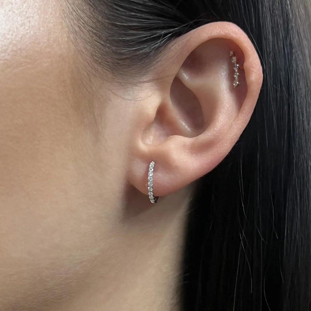 Rachel Koen 020cttw Round Cut Diamond Huggie Earrings 14k White Gold 1170$